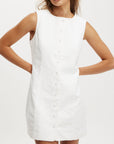 Cotton On Button Up Linen Mini Dress | White