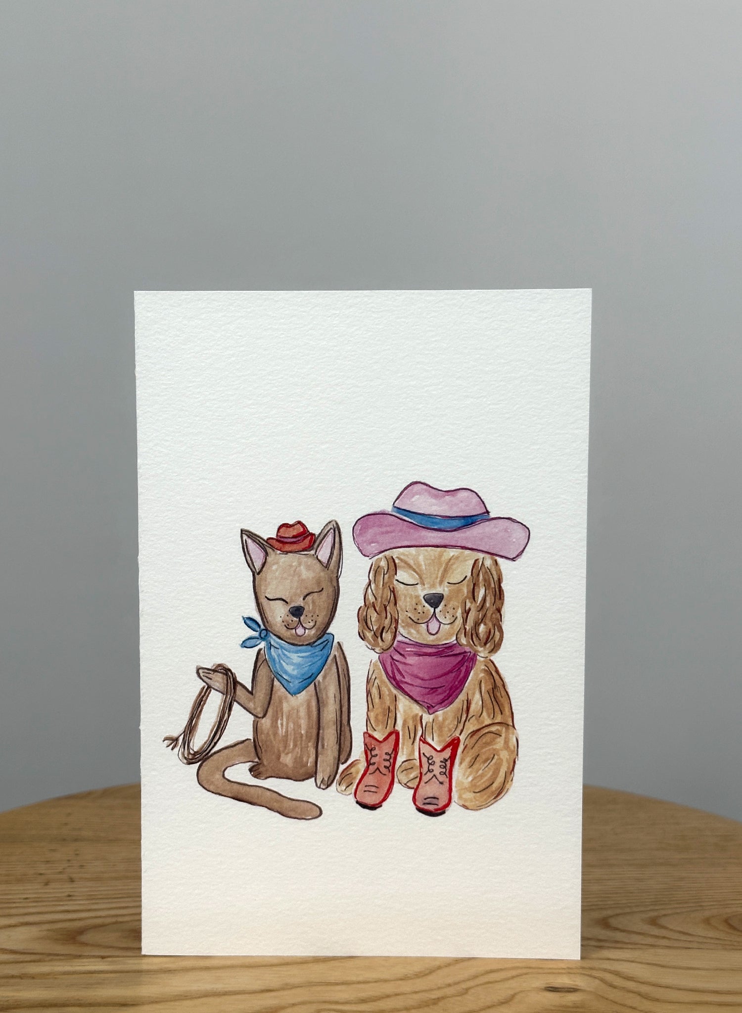 Eloise's Easel Watercolour Card | Cowboy Cat & Dog