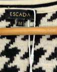 Escada Houndstooth Short Sleeve Knit Top | Black/White