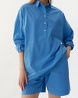 LMND Chiara Half Placket Shirt | Blue