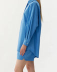 LMND Chiara Half Placket Shirt | Blue