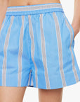 LMND Chiara Cotton Stripe Shorts | Blue/Black/White
