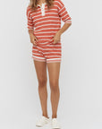 LMND Luna Striped Polo Tee | Orange