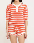 LMND Luna Striped Polo Tee | Orange