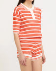 LMND Luna Striped Polo Tee | Orange