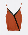 Miss Selfridge Satin Contrast Lace Cami | Terracotta