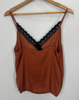 Miss Selfridge Satin Contrast Lace Cami | Terracotta