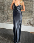 PW Silk Slip Maxi Dress | Black