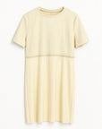 Contrast Faux Leather & Suede Shift Dress | Cream