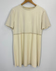 Contrast Faux Leather & Suede Shift Dress | Cream