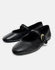 Zara Leather Ballet Flats | Black