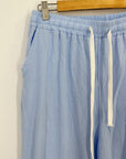 Cotton Relaxed Leg Drawstring Pants | Light Blue