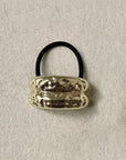 Hammered Double Bar Statement Hardware Hair Tie