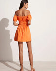 Faithfull the Brand Viola Cotton Puff Sleeve Mini Dress | Orange