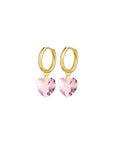 Heart Drop Huggies in Light Pink/Gold
