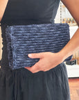 Navy Woven Clutch