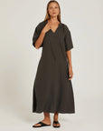 Pippa Ridley Josie Linen Dress | Charcoal Grey