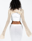 Princess Polly Rosy Crochet Bolero | Beige