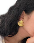 Sea Shell Statement Earrings in Gold