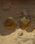 Sea Shell Statement Earrings in Gold