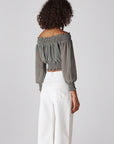Whistles Gingham Bardot Off the Shoulder Top | Black & White