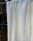 Ecru Cotton Striped Scarf with Tassel Trim