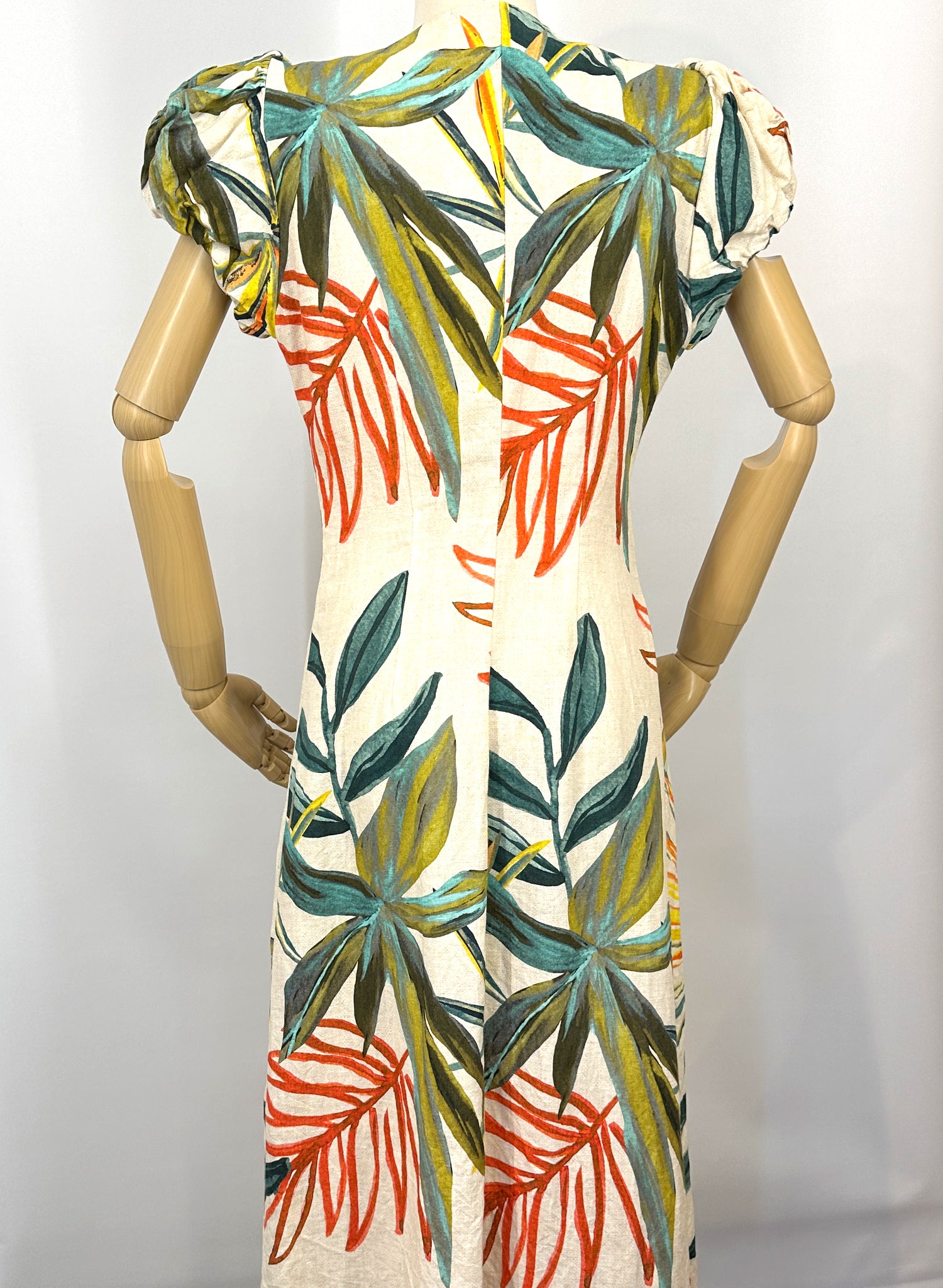 Zara Puff Sleeve Tropical Print Linen Dress – Loja Watsons Bay