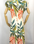 Zara Puff Sleeve Tropical Print Linen Dress