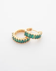 Nima Huggie Hoops in Emerald Green/Gold
