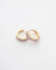 Nima Huggie Hoops in Lilac/Gold