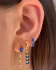Nima Huggie Hoops in Sapphire Blue/Gold