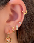 Olivia Disc Drop Huggies in Gold