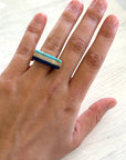 Chunky Sterling Silver Ring | Blue Stones