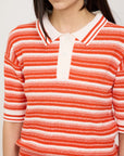 LMND Luna Striped Polo Tee | Orange