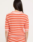 LMND Luna Striped Polo Tee | Orange
