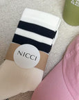 Organic Cotton Ribbed Stripe Socks | Ivory/Black