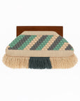 Adorne Macrame Fringe Clutch | Natural/Blue