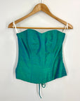 High Silk Lace Up Corset | Green