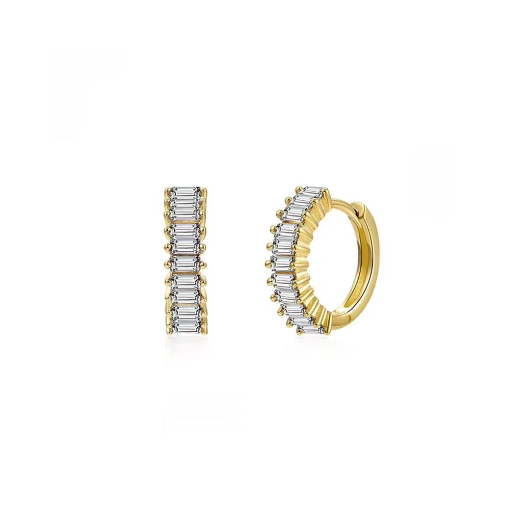 Nima Huggie Hoops in Crystal/Gold
