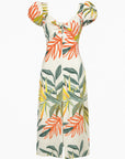 Zara Puff Sleeve Tropical Print Linen Dress
