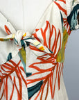 Zara Puff Sleeve Tropical Print Linen Dress