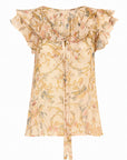 Zimmermann Floral Print Silk Sleeveless Blouse | Natural