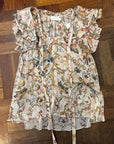 Zimmermann Floral Print Silk Sleeveless Blouse | Natural